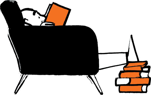 Sketch of person reading a book in a chair Sketch of person reading a book in a chair