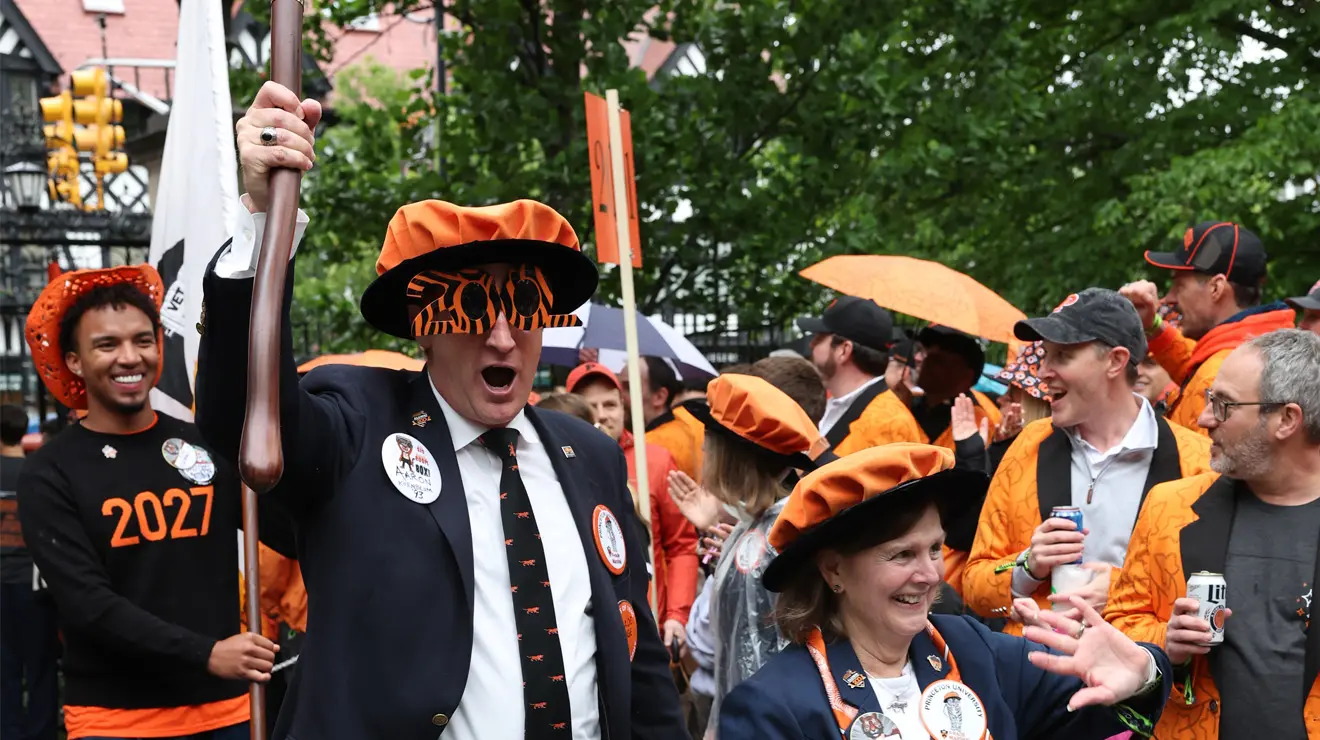 PRADE_Marshall_Bev.jpg Marshalls cheer as they march in the P-rade.